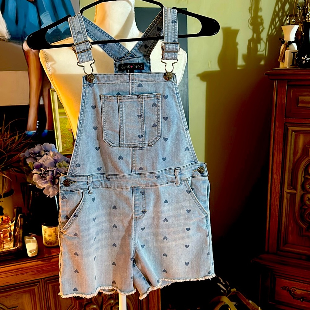 🎀Girls Derek Hart Denim Overall Shorts. Size 10/12🎀